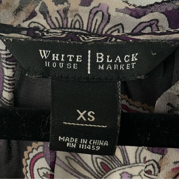 White House Black Market Sheer Paisley Blouse - Picture 3 of 3